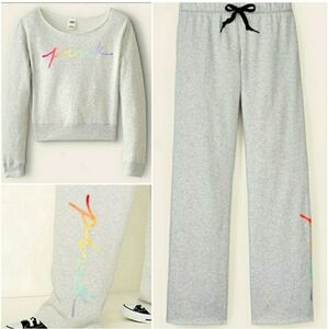 NWOT VS PINK Off Shoulder Sweatshirt & Wide Leg Pants, XS